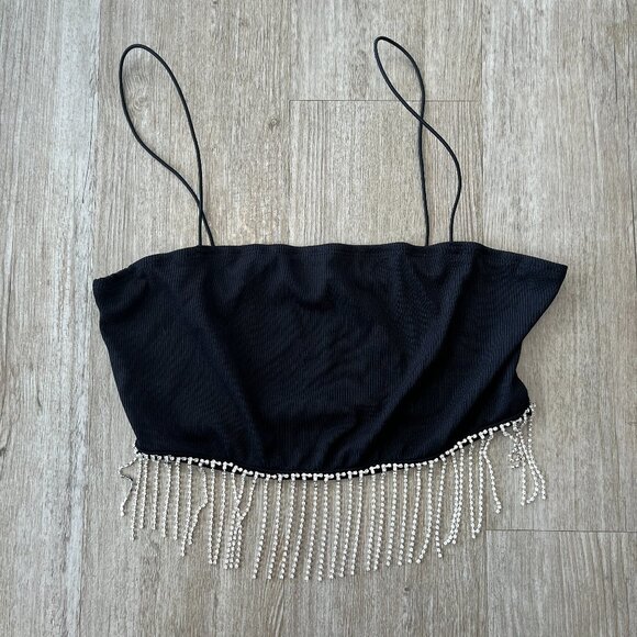 Womens Shein Black Tank with Rhinestones - M - Picture 1 of 5